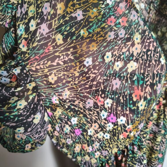 Anthropologie Akemi & Kin XS Floral Midi Dress Boho Semi Sheer Flowy Cottagecore - Picture 11 of 11